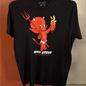 Riot Society Hot Stuff Black Graphic Tee with Red Devil Design